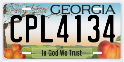 GA license plate CPL4134