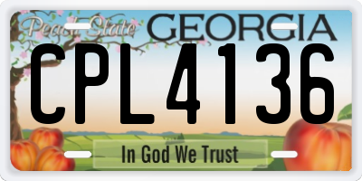 GA license plate CPL4136