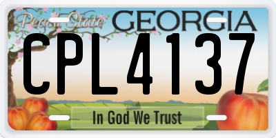GA license plate CPL4137