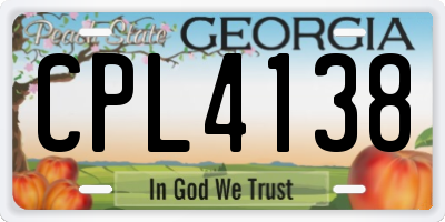 GA license plate CPL4138