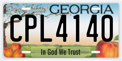 GA license plate CPL4140