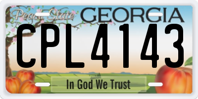 GA license plate CPL4143
