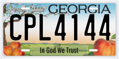 GA license plate CPL4144