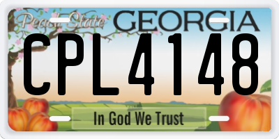 GA license plate CPL4148