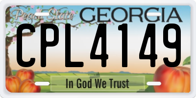 GA license plate CPL4149