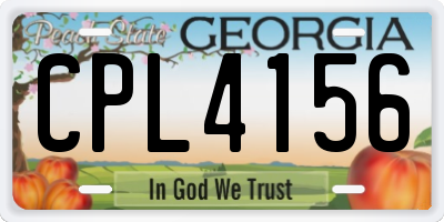 GA license plate CPL4156