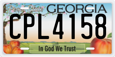 GA license plate CPL4158