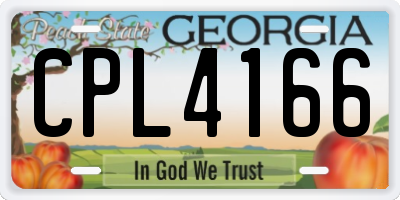 GA license plate CPL4166