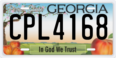 GA license plate CPL4168