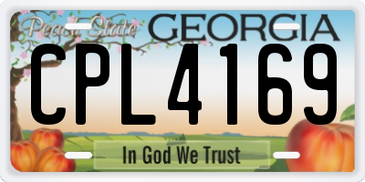 GA license plate CPL4169