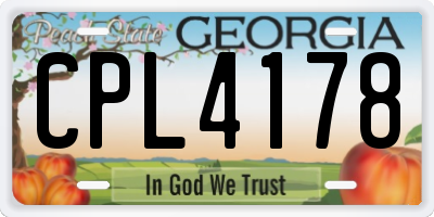 GA license plate CPL4178
