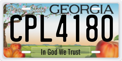 GA license plate CPL4180