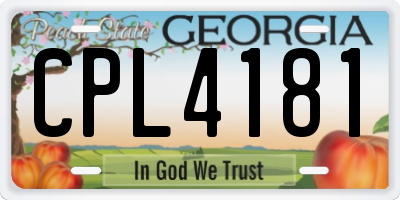 GA license plate CPL4181