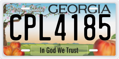 GA license plate CPL4185