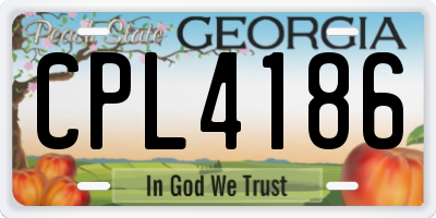 GA license plate CPL4186