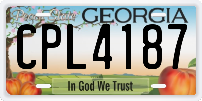 GA license plate CPL4187
