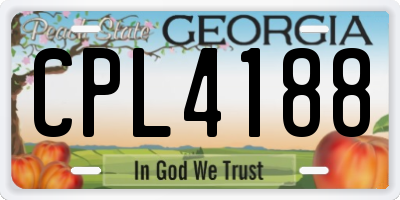 GA license plate CPL4188