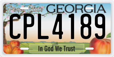 GA license plate CPL4189