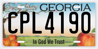 GA license plate CPL4190