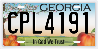 GA license plate CPL4191