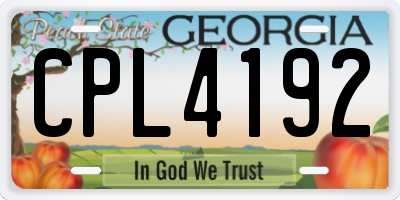 GA license plate CPL4192
