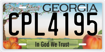 GA license plate CPL4195