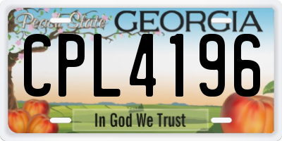 GA license plate CPL4196
