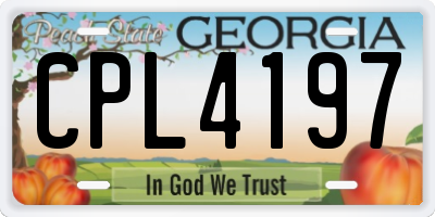 GA license plate CPL4197