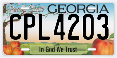 GA license plate CPL4203