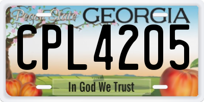 GA license plate CPL4205