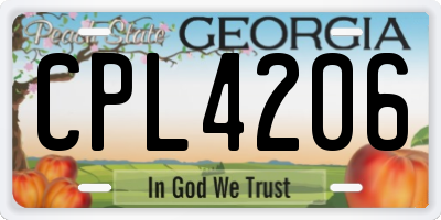 GA license plate CPL4206