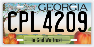 GA license plate CPL4209