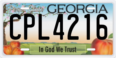 GA license plate CPL4216