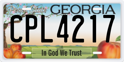GA license plate CPL4217