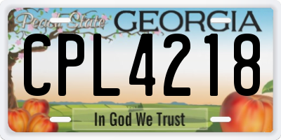 GA license plate CPL4218