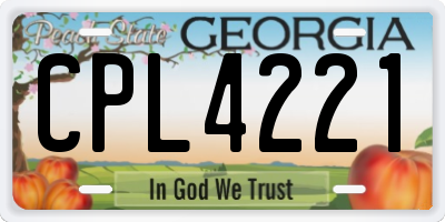 GA license plate CPL4221