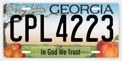 GA license plate CPL4223