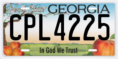 GA license plate CPL4225