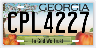GA license plate CPL4227