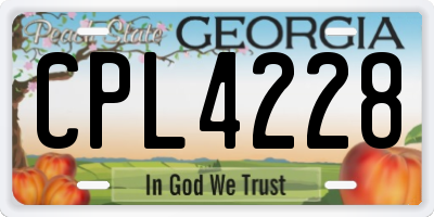 GA license plate CPL4228