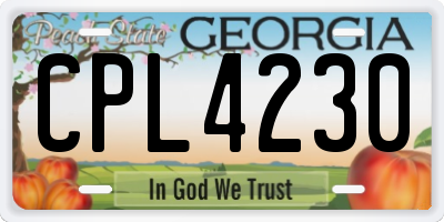 GA license plate CPL4230