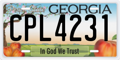GA license plate CPL4231