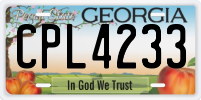 GA license plate CPL4233