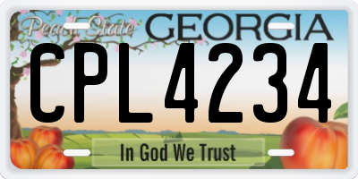 GA license plate CPL4234