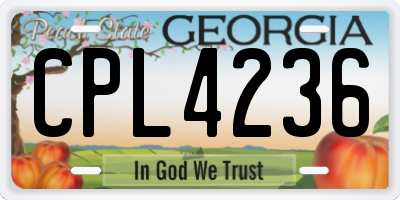 GA license plate CPL4236