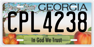 GA license plate CPL4238