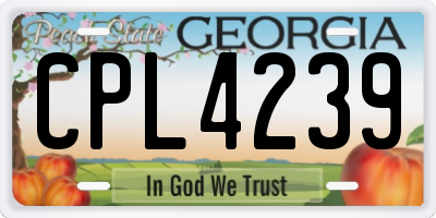 GA license plate CPL4239