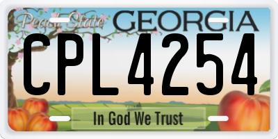 GA license plate CPL4254