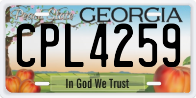 GA license plate CPL4259