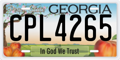 GA license plate CPL4265